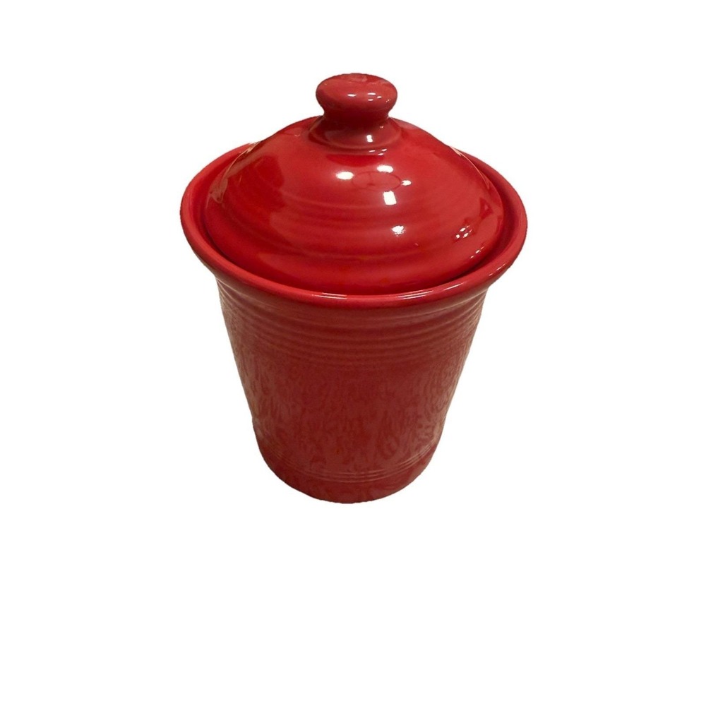 Vtg Fiestaware Scarlet Red Canister/Cookie Jar  W/ Lid RETIRED STYLE Made In USA